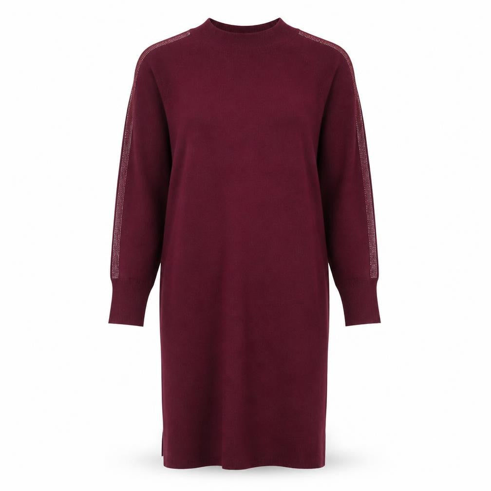 Primark Women's Red Knit Sweater Dress XL 3/4 Sleeve Rhinestone