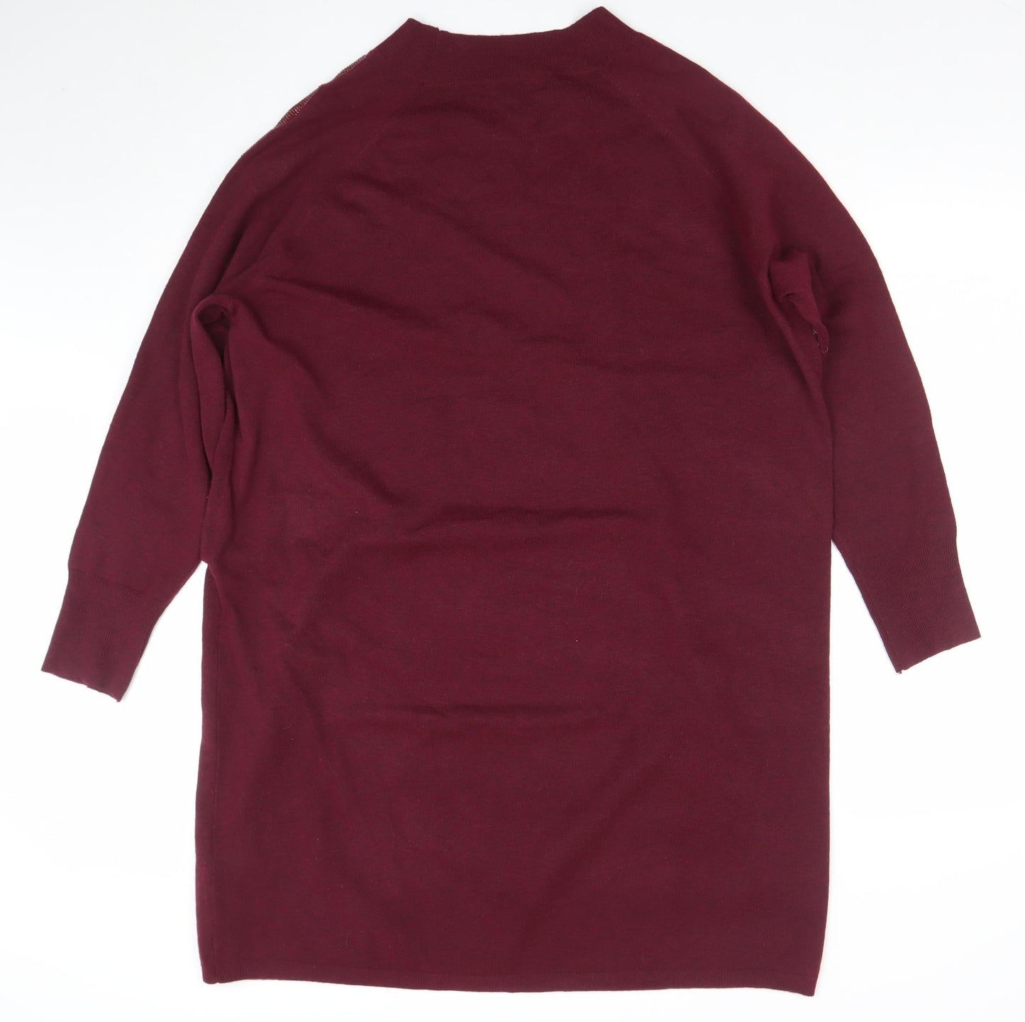 Primark Women's Red Knit Sweater Dress XL 3/4 Sleeve Rhinestone
