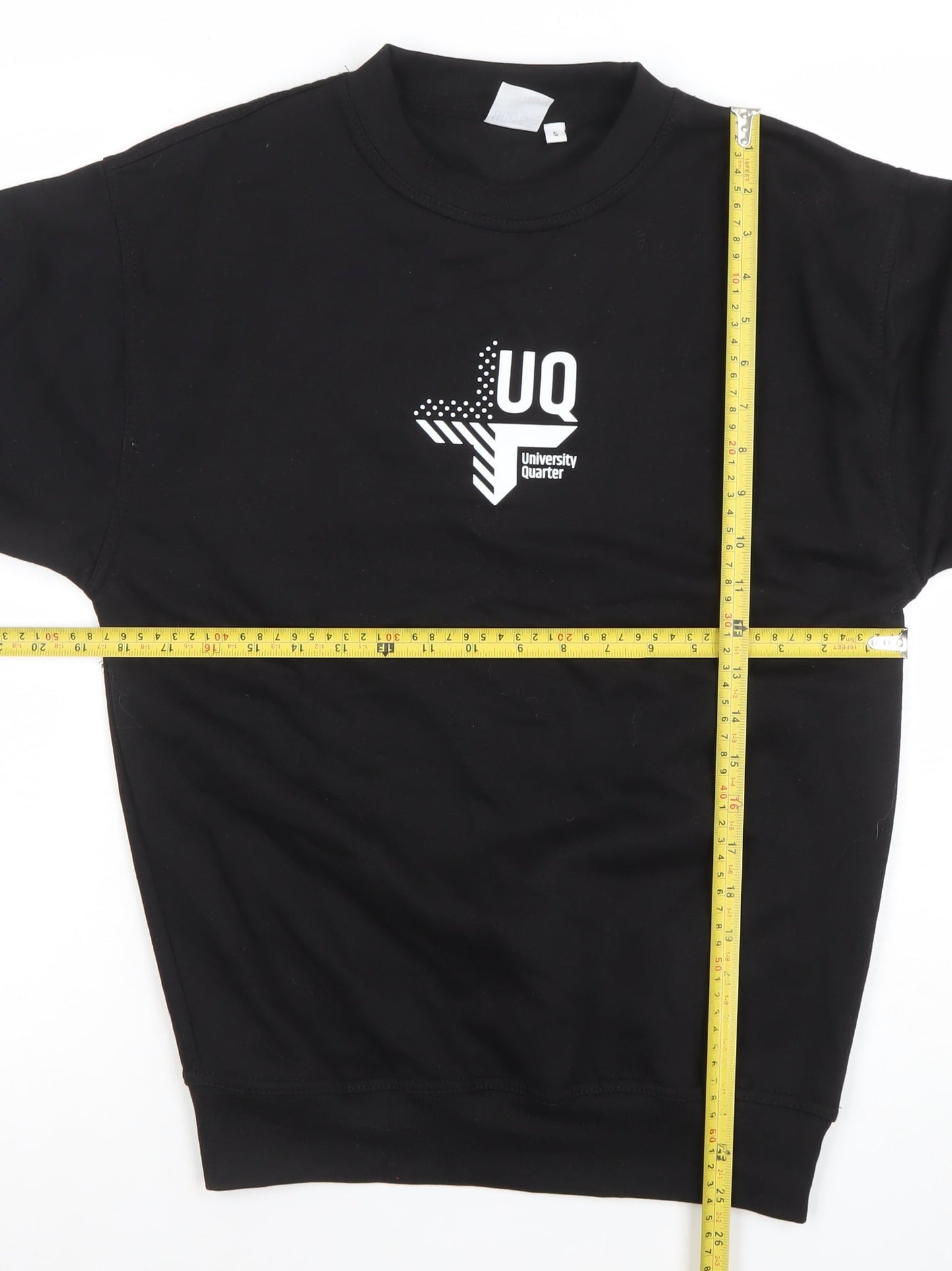 UCC Men’s Black Crew Neck Pullover Sweatshirt S Graphic Logo Regular Fit