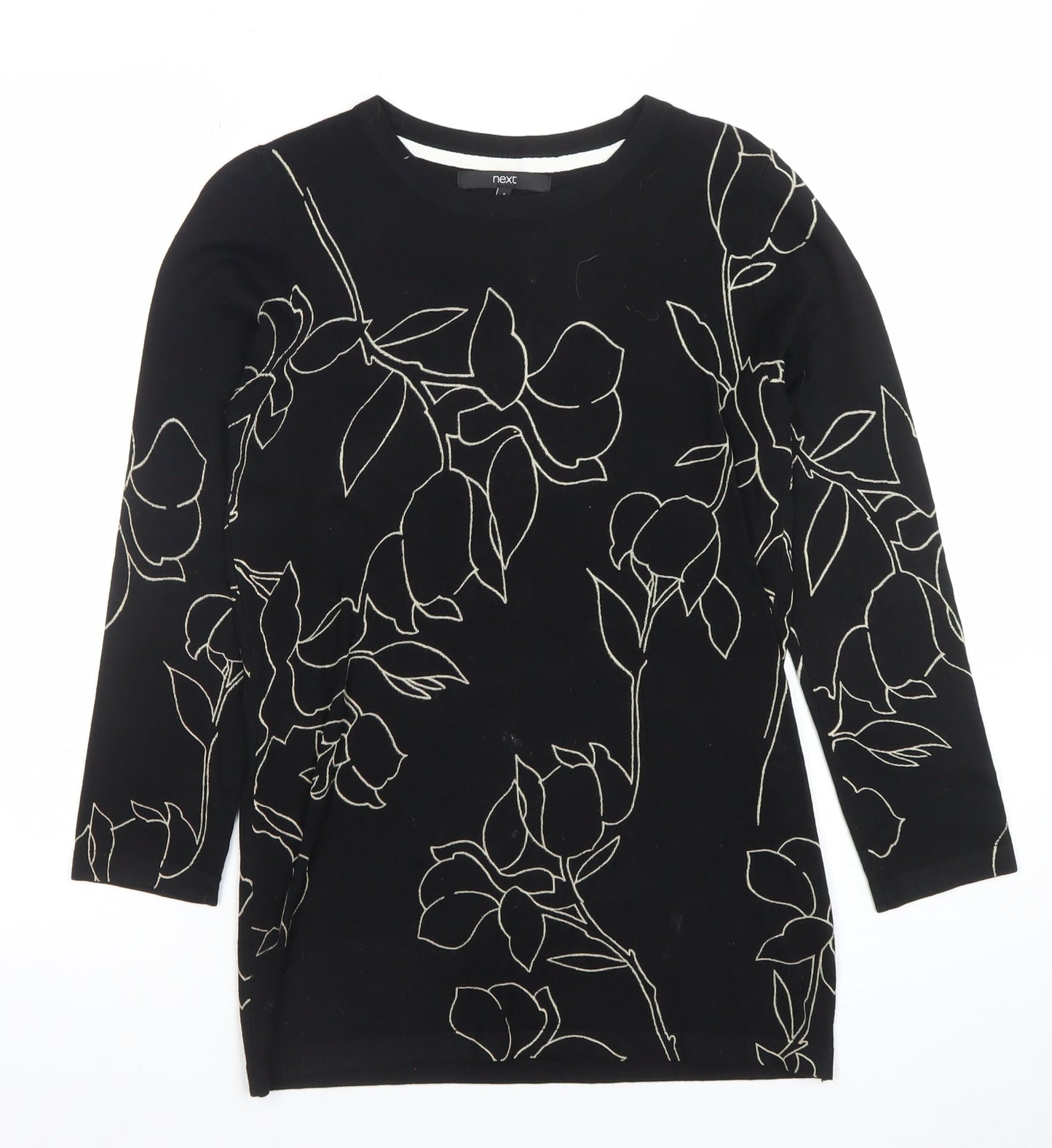 Next Women’s Black Floral 3/4 Sleeve Viscose Top UK 8