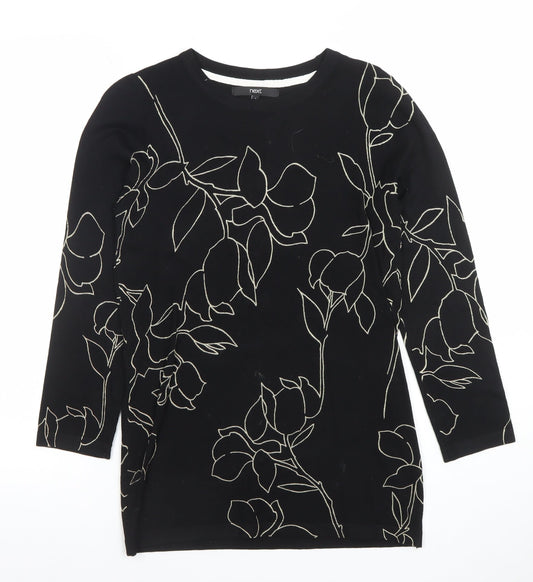 Next Women’s Black Floral 3/4 Sleeve Viscose Top UK 8