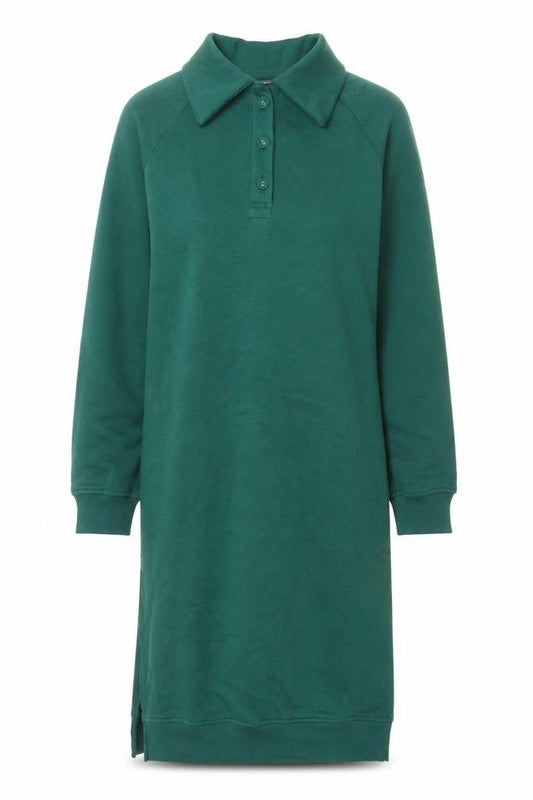 Primark Women Green Collared Long Sleeve Shirt Dress 2XS