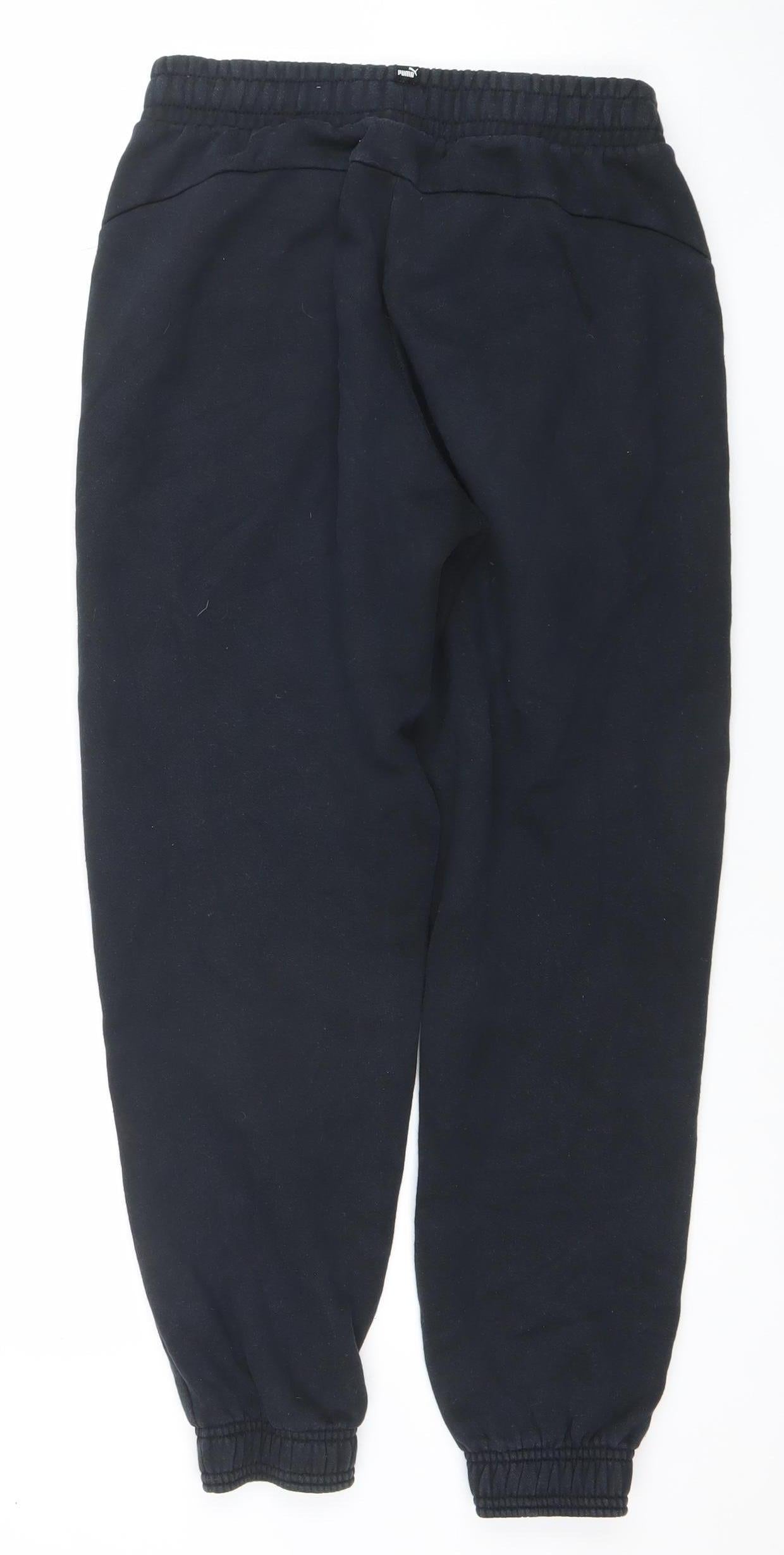 Puma Boys Black Jogger Trousers 13-14 Years Cotton Blend Fleece Sweatpants
