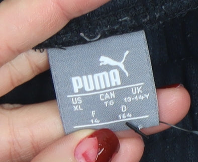 Puma Boys Black Jogger Trousers 13-14 Years Cotton Blend Fleece Sweatpants