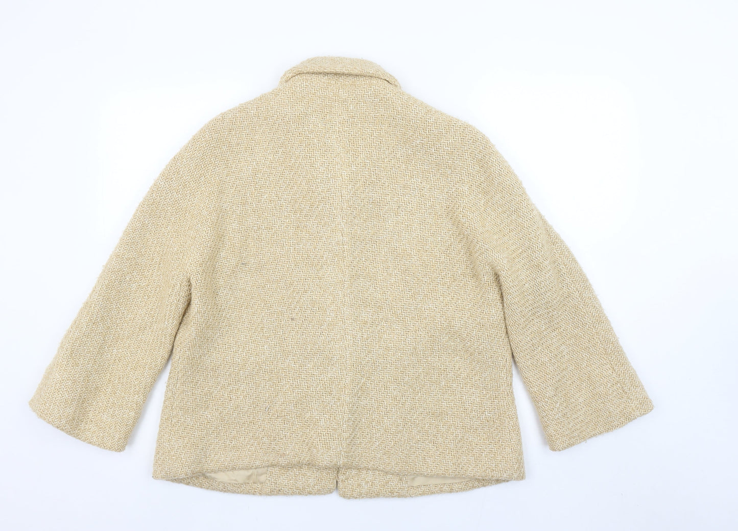 Adolfo Dominguez Women Beige Wool Blend Suit Jacket UK 18 Classic Style