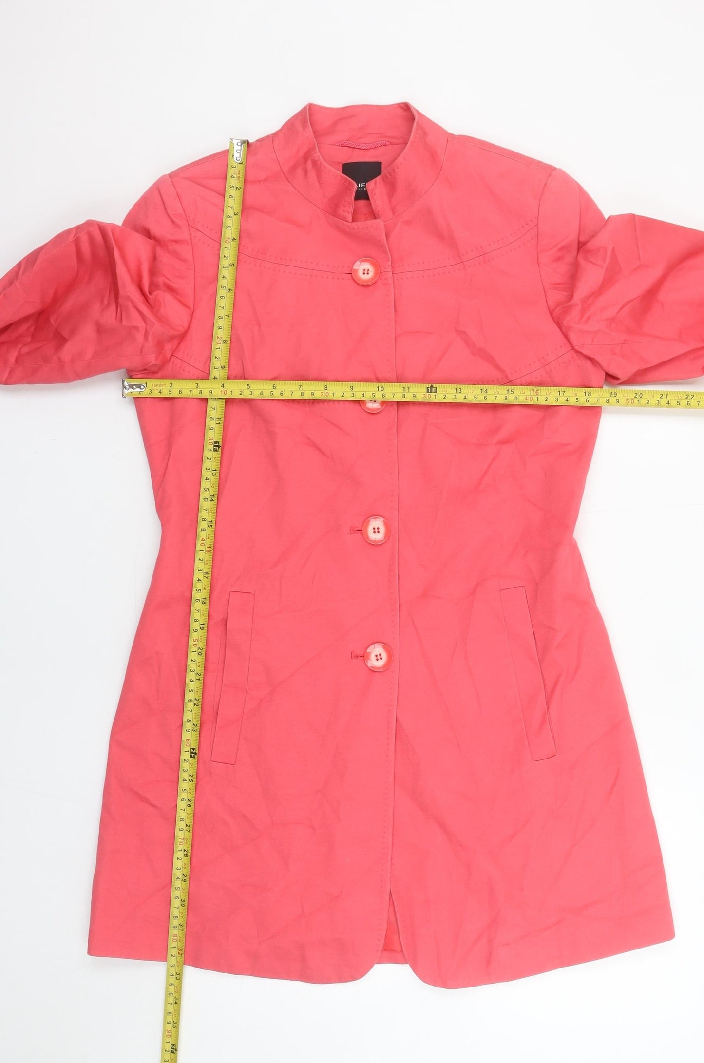 Taifun Women’s Pink Cotton Linen Mid-Length Coat Size 12