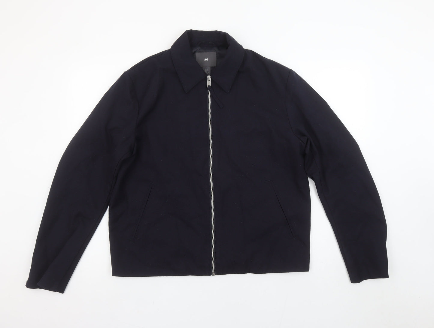 H&M Men’s Black Twill Full Zip Collared Short Jacket Size S