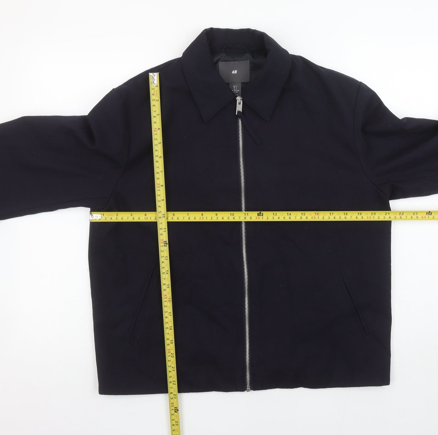 H&M Men’s Black Twill Full Zip Collared Short Jacket Size S