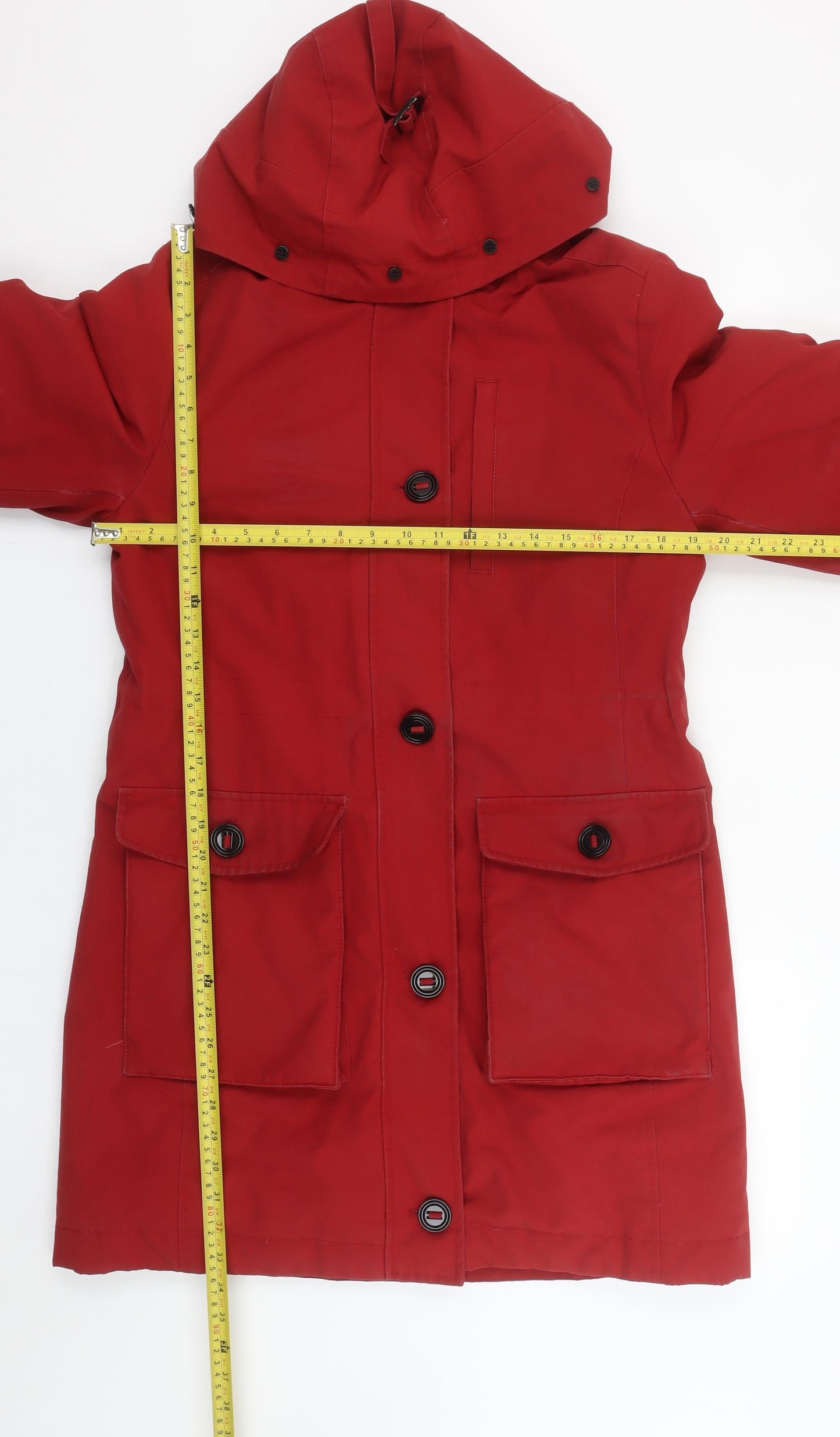 Marks and Spencer Womens Red Hooded Parka Coat Size 10