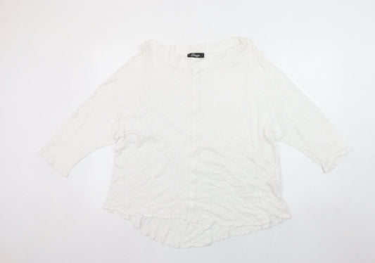 Peruzzi Women’s White Linen Tunic Blouse Size S 3/4 Sleeve Relaxed Fit