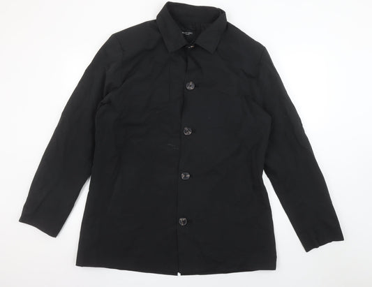 Brave Soul Men's Black Mid-Length Polyester Overcoat L Regular Fit