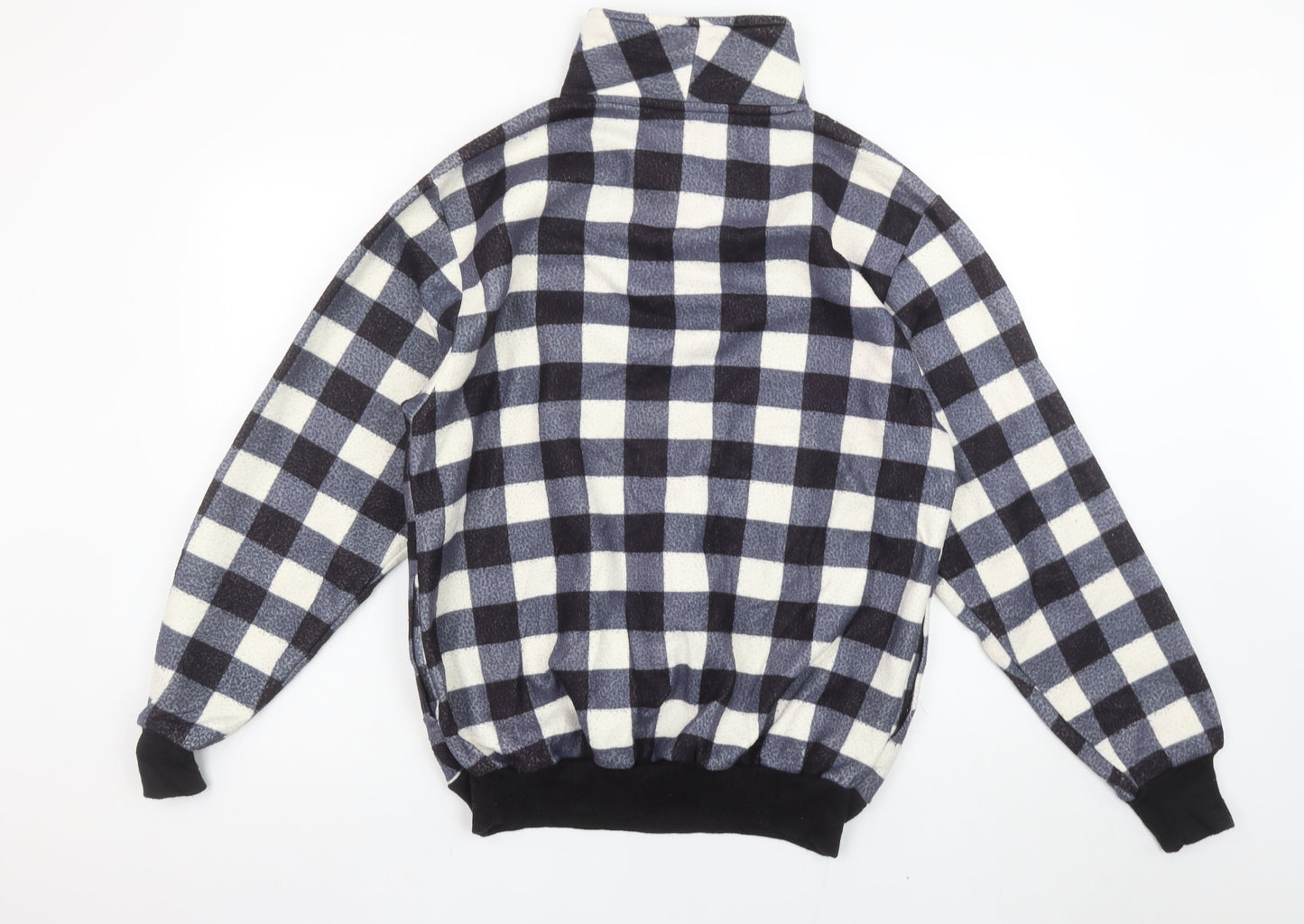 Stats Men's Black Check Fleece 1/4 Zip Pullover Sweatshirt XL