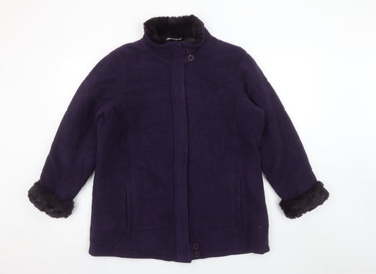 Marks and Spencer Womens Purple Fleece Fur Trim Coat Size 16