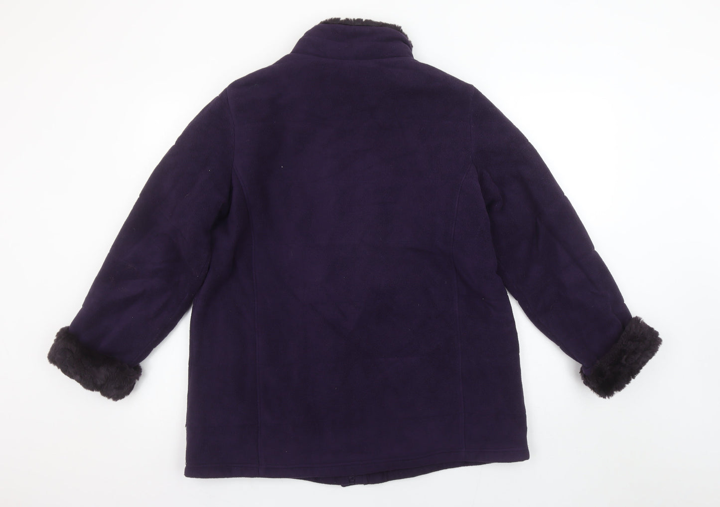 Marks and Spencer Womens Purple Fleece Fur Trim Coat Size 16