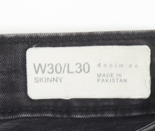 Denim Co Men's Black Skinny Jeans W30 L30 Slim Fit