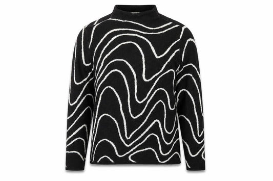 Jacqueline de Yong Women's Black L Mock Neck Geometric Knit Jumper