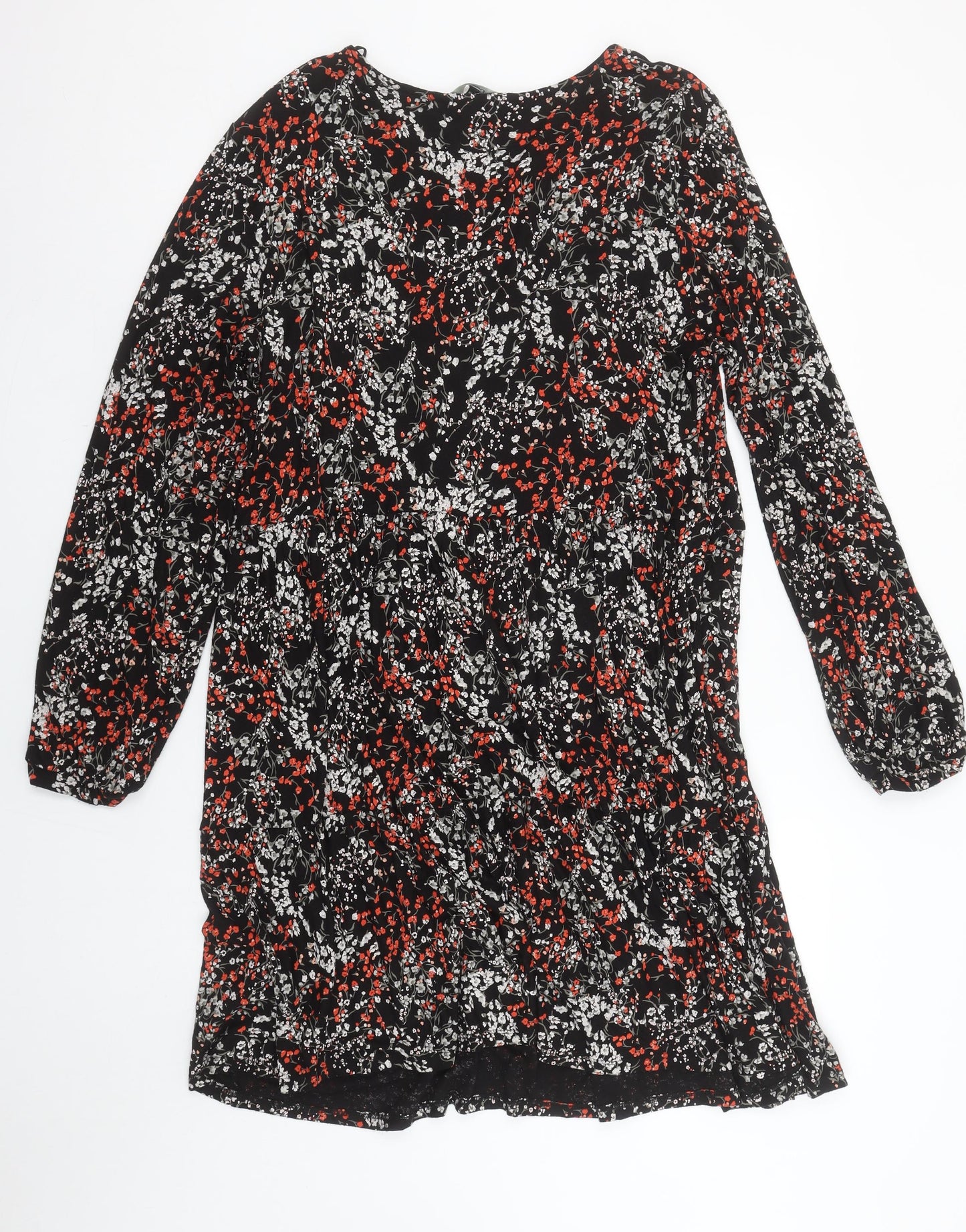 Next Women Multicoloured Floral Shift Dress Size L Long Sleeve
