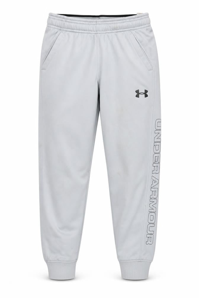 Under Armour Boys Grey Fleece Jogger Trousers Medium Activewear