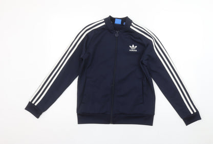 Additional front view of adidas boys’ blue full zip sweatshirt 11-12 years sports logo jacket
