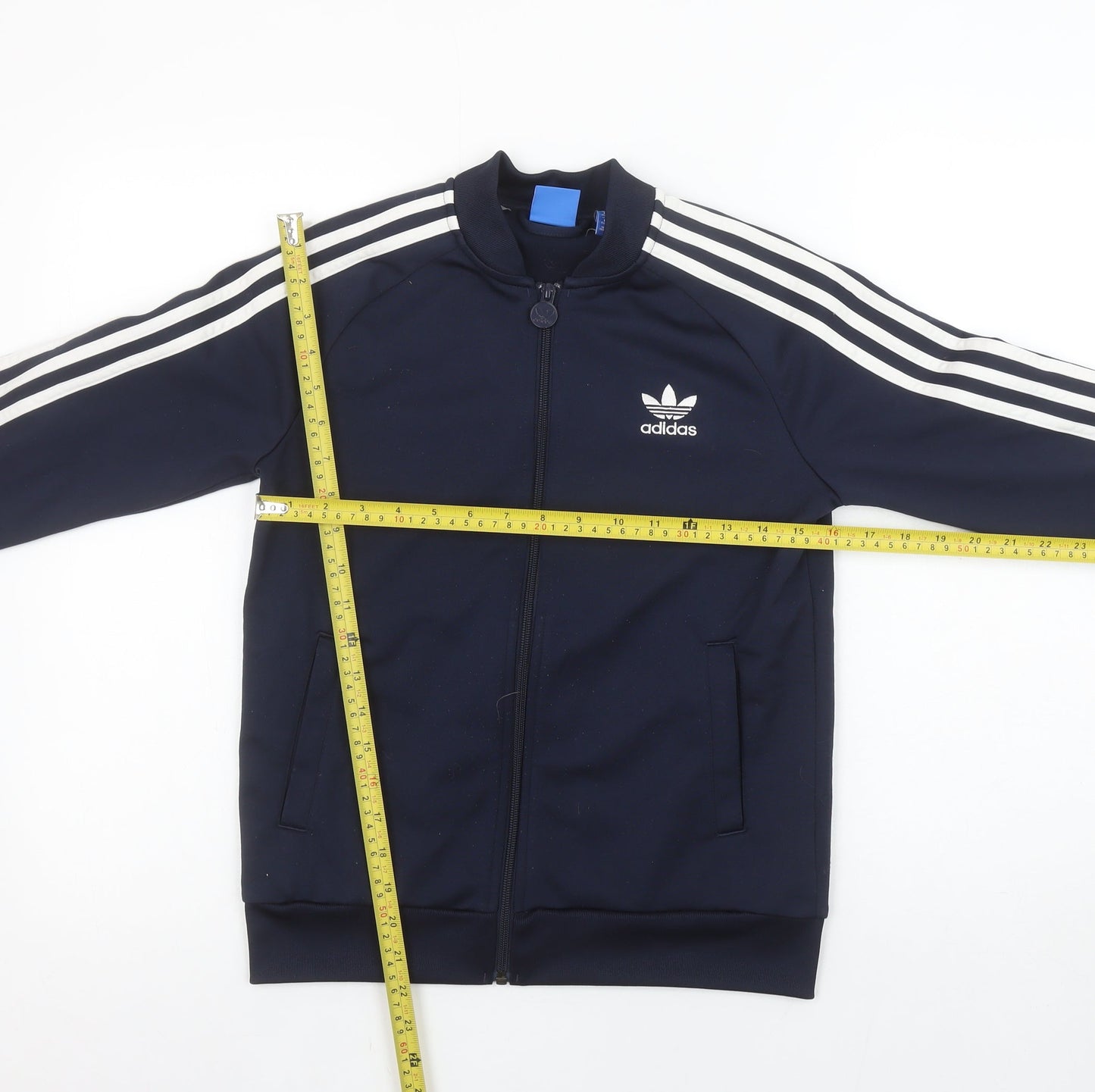 adidas Boys Blue Full Zip Sweatshirt 11-12 Years Sports Logo Jacket