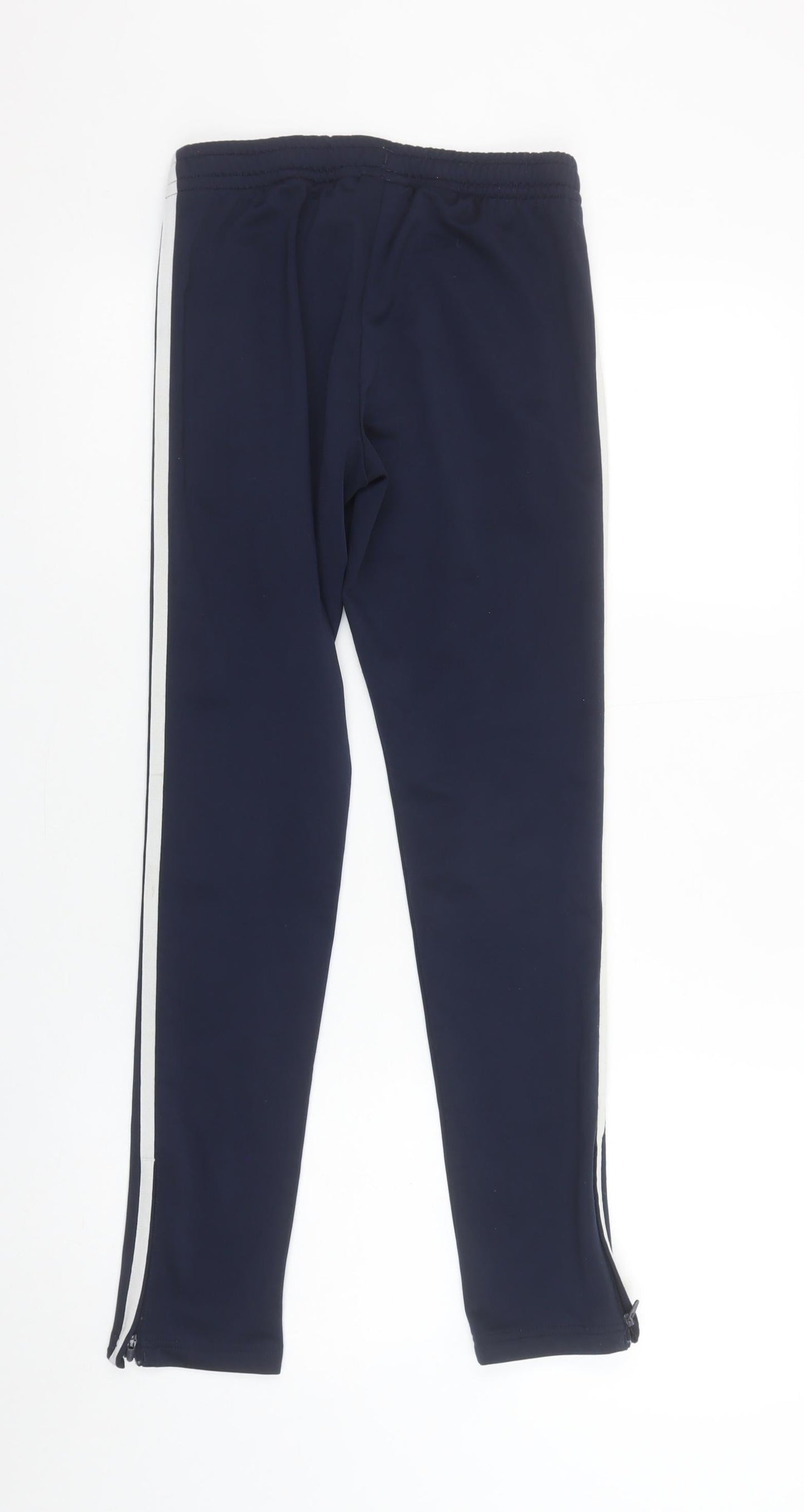 Adidas Boys Blue Jogger Trousers 11-12 Years Zip Pockets Side Stripe