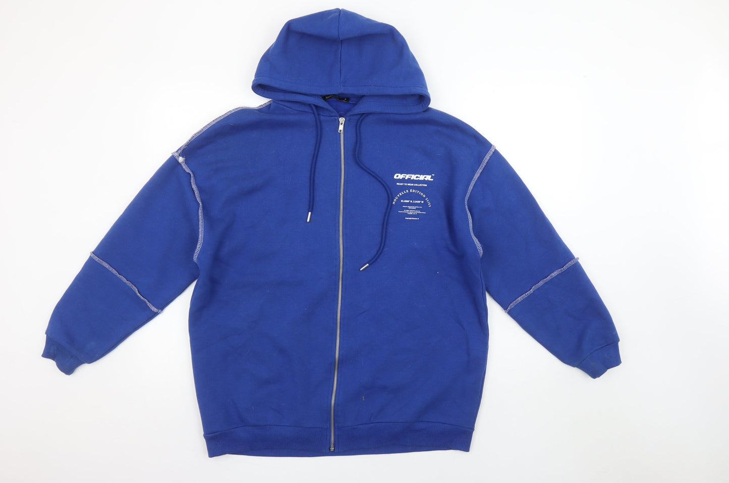 Boohoo Women’s Blue Full Zip Hoodie Size S Cotton Blend Casual