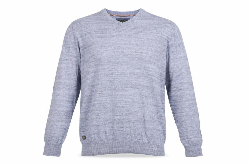 6th Sense Men's Blue Cotton V-Neck Jumper Size L Lightweight Knit