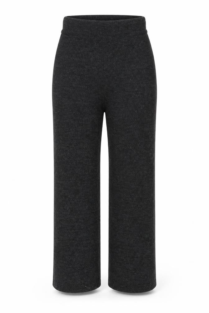 Pieces Womens Grey Knit Stretch Trousers M Regular Fit Comfy Style