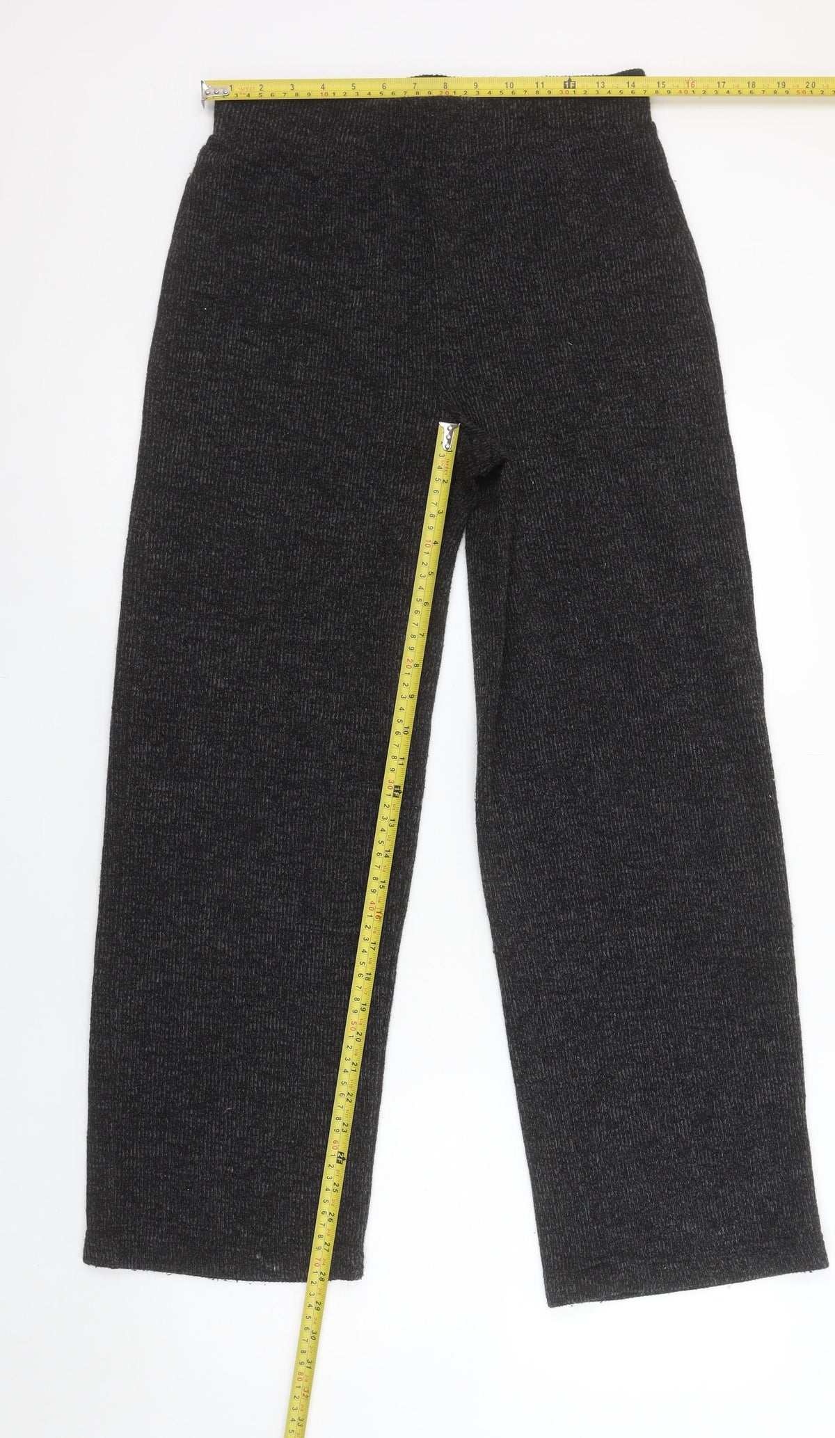 Pieces Womens Grey Knit Stretch Trousers M Regular Fit Comfy Style