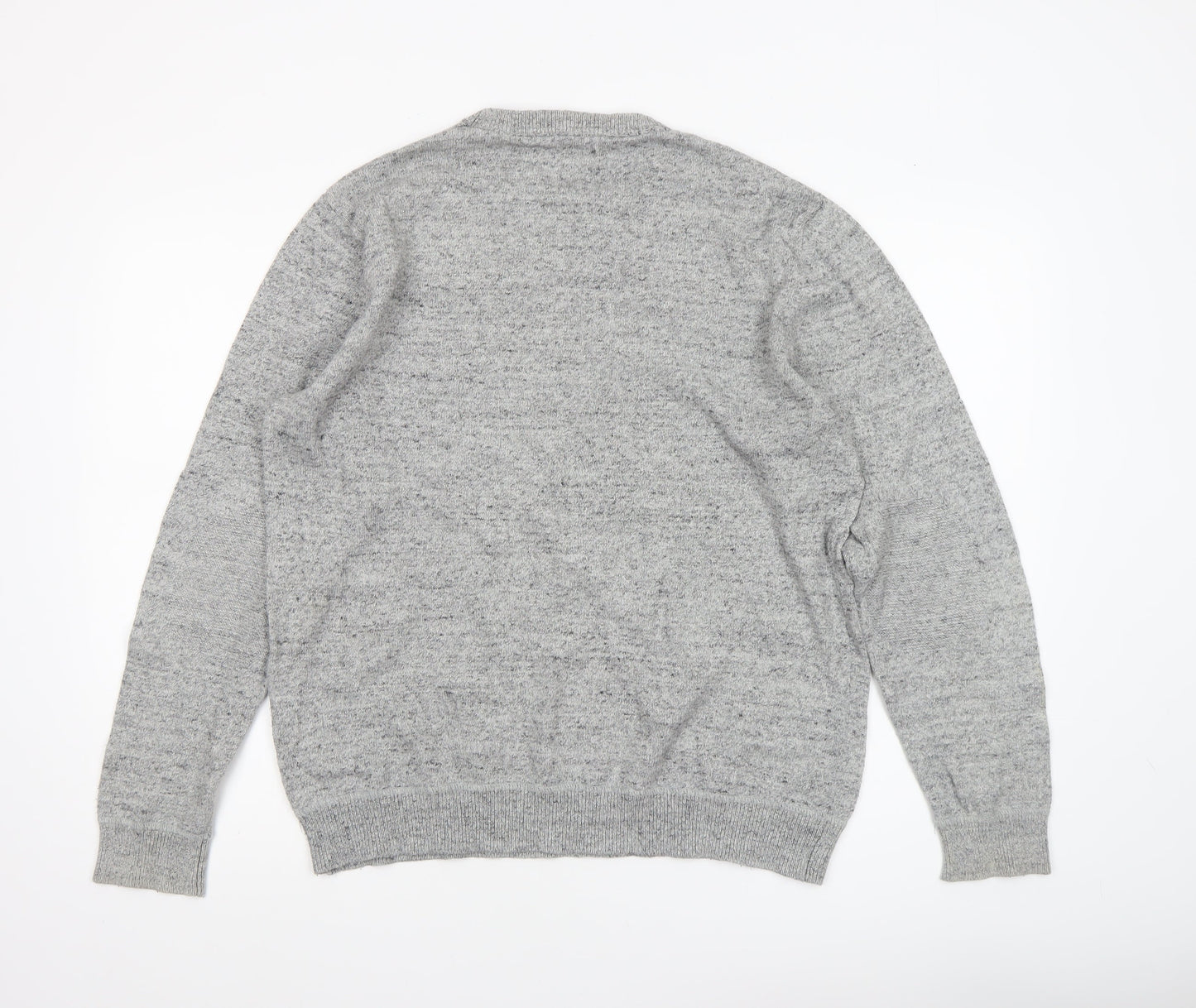 Jack & Jones Men's Grey XL Crew Neck Cotton Knit Jumper