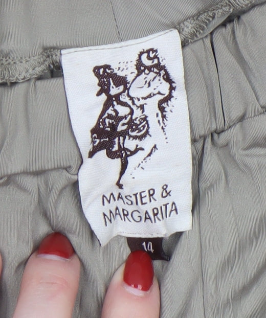 Master & Margarita Womens Beige Wide-Leg Trousers Size 14
