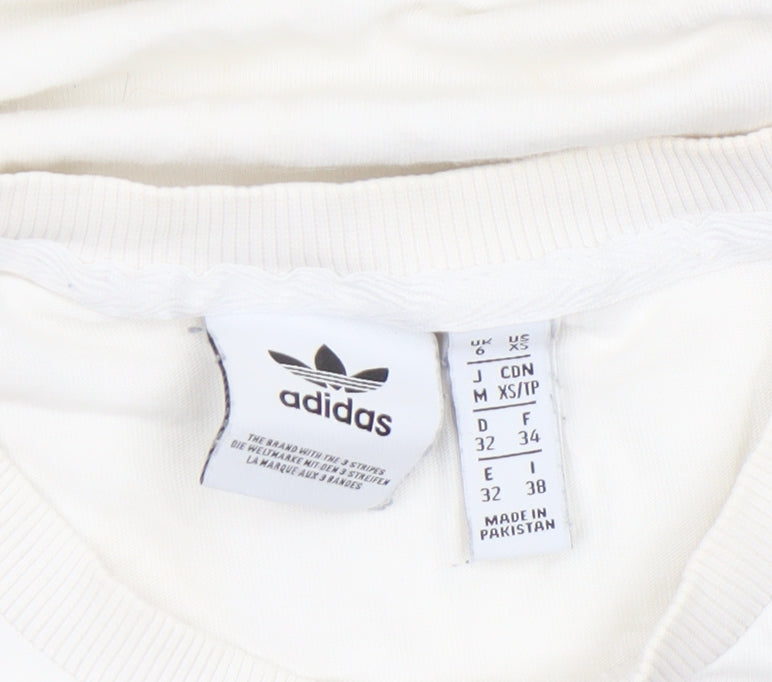 Adidas Womens White XS Trefoil Short Sleeve Crew Neck T-Shirt