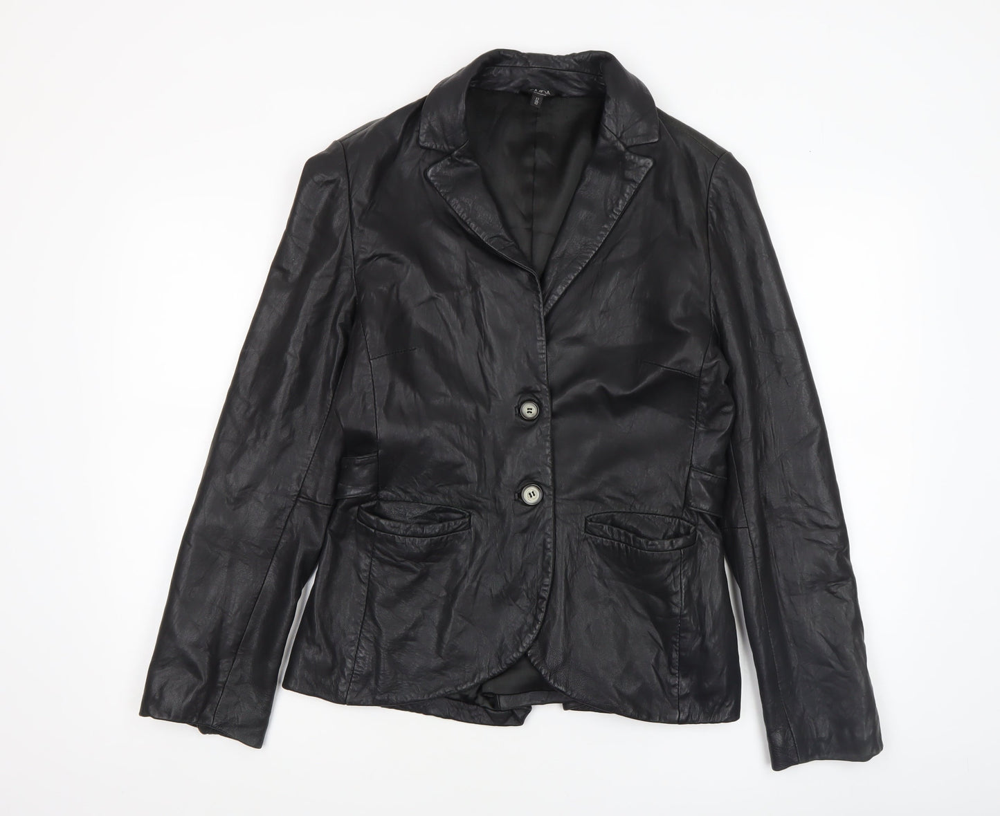Savida by Dunnes Stores Women's Black Leather Blazer Size 12