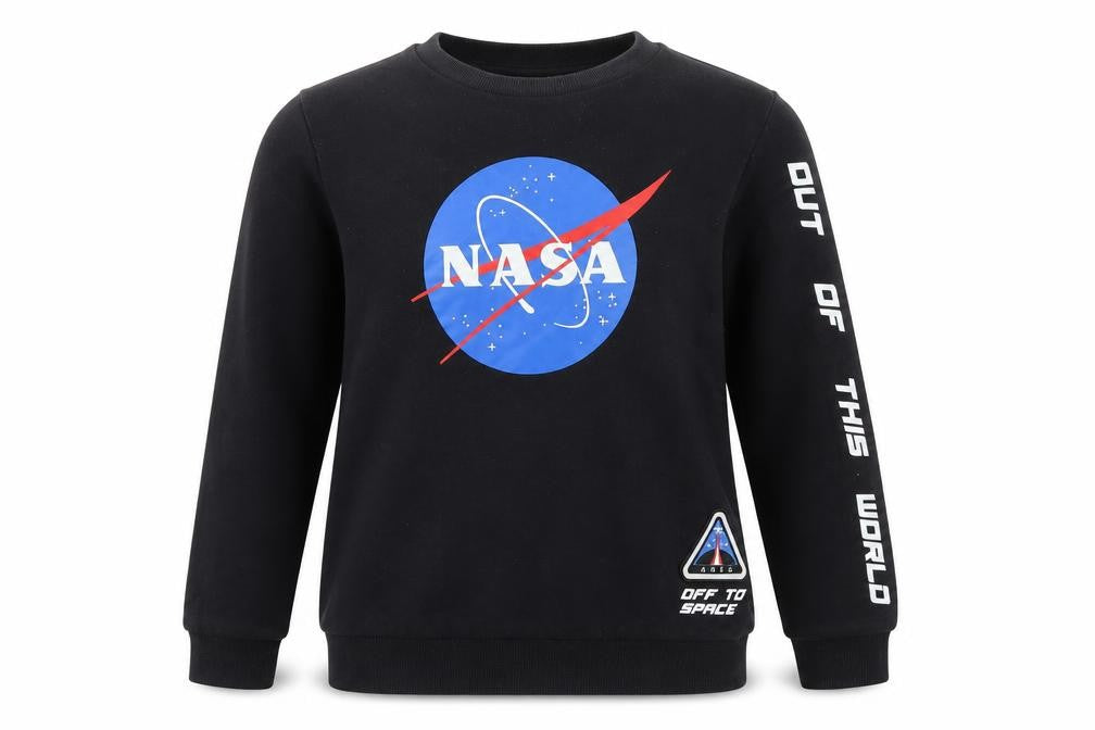 Marks & Spencer Boys Black NASA Logo Pullover Sweatshirt 10-11 Years