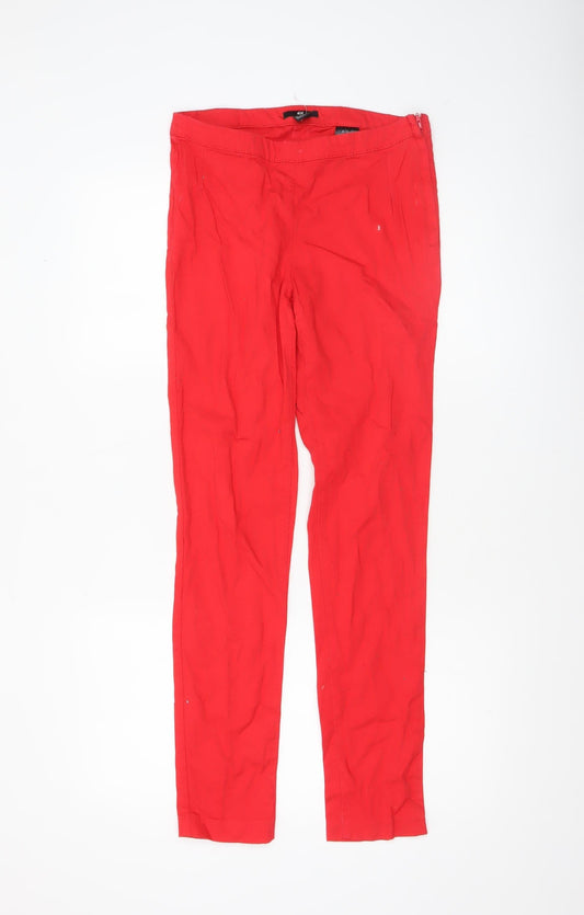 H&M Women’s Red Slim Fit Stretch Cotton Trousers Size 8