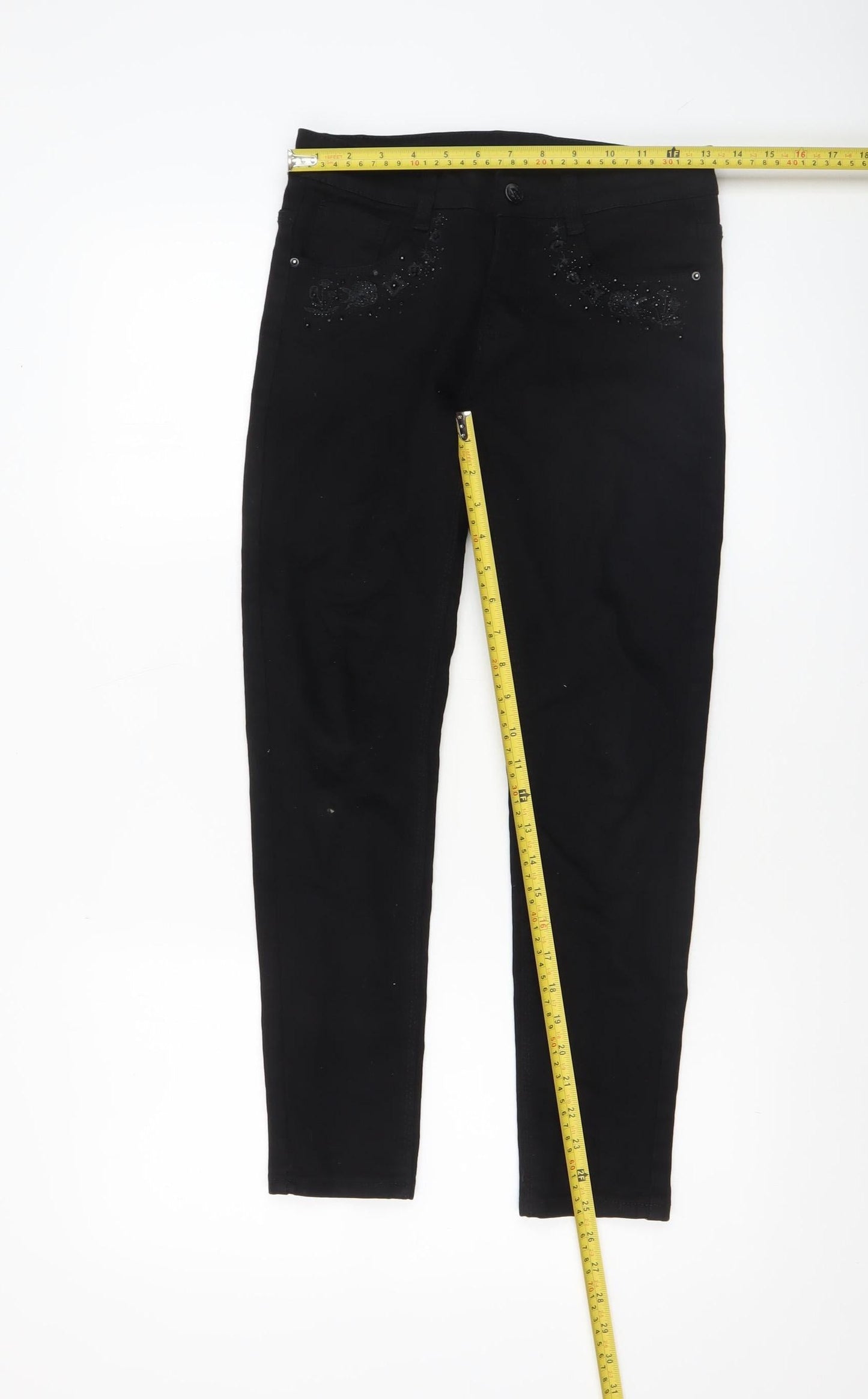 DANBIKE Womens Black Skinny Jeans Size 8 Slim Fit Stretch Denim