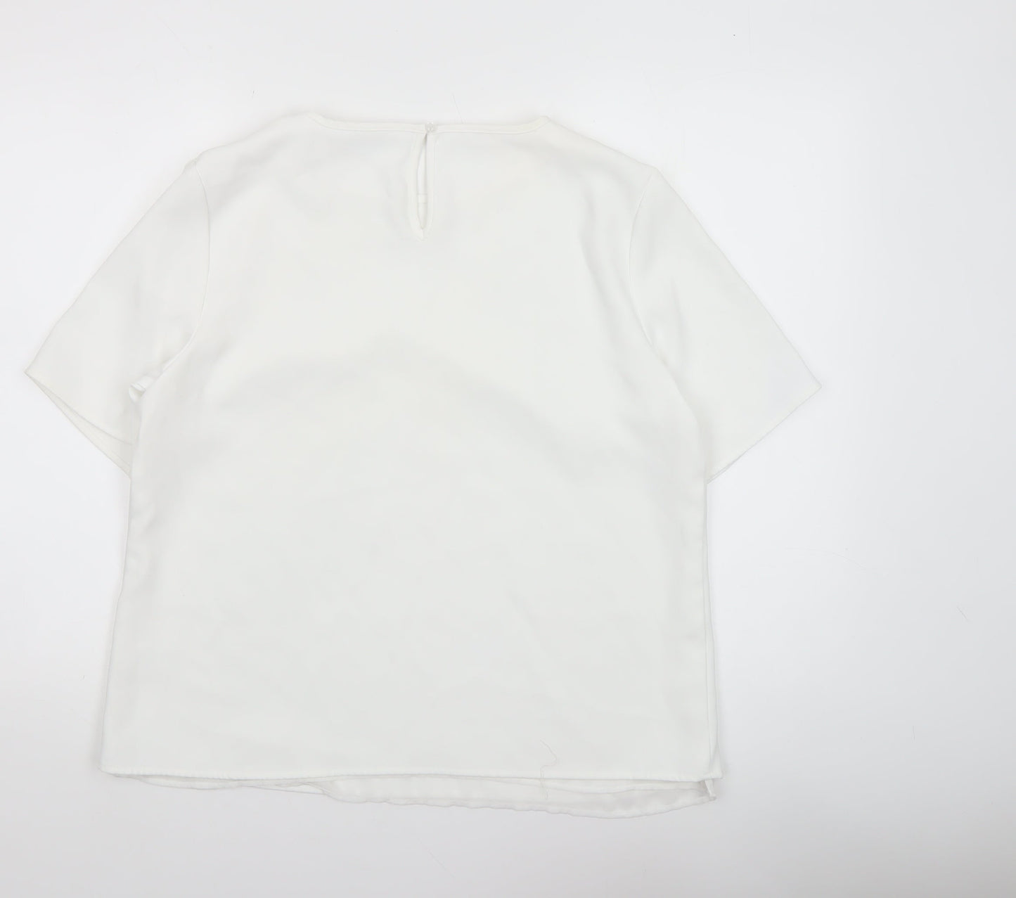 Lisa & Co. Womens White Short Sleeve Polyester Blouse Size 12