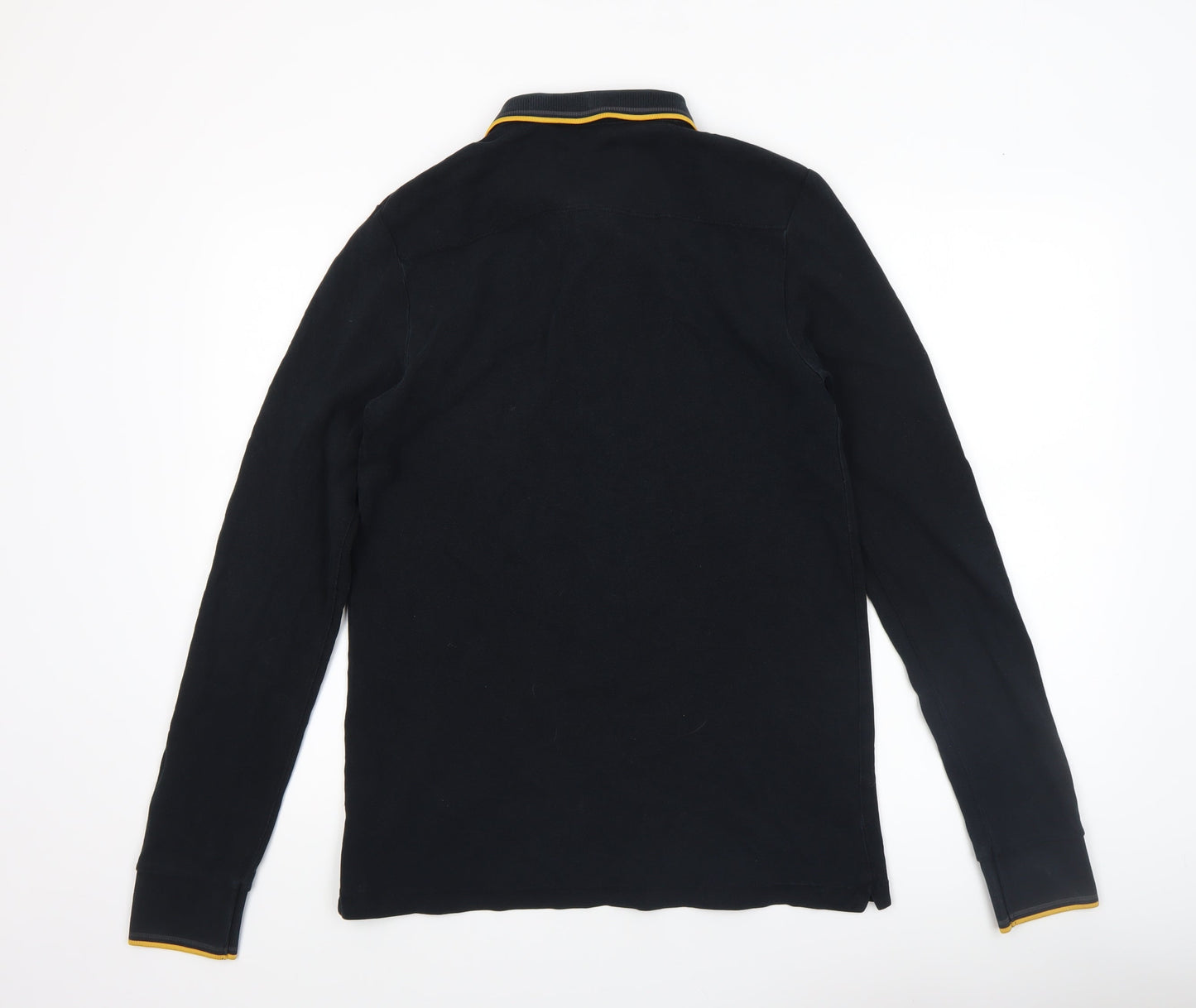 French Connection Men's Black Long Sleeve Cotton Polo Shirt Size M