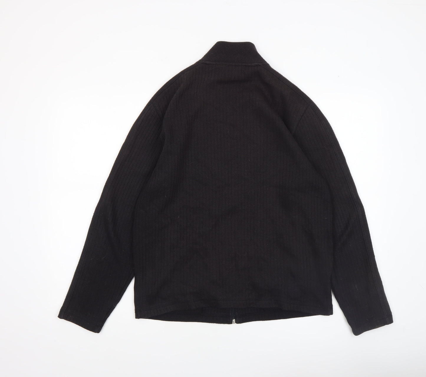 Ben Sherman Men's Black Full Zip Ribbed Knit Jumper Size S