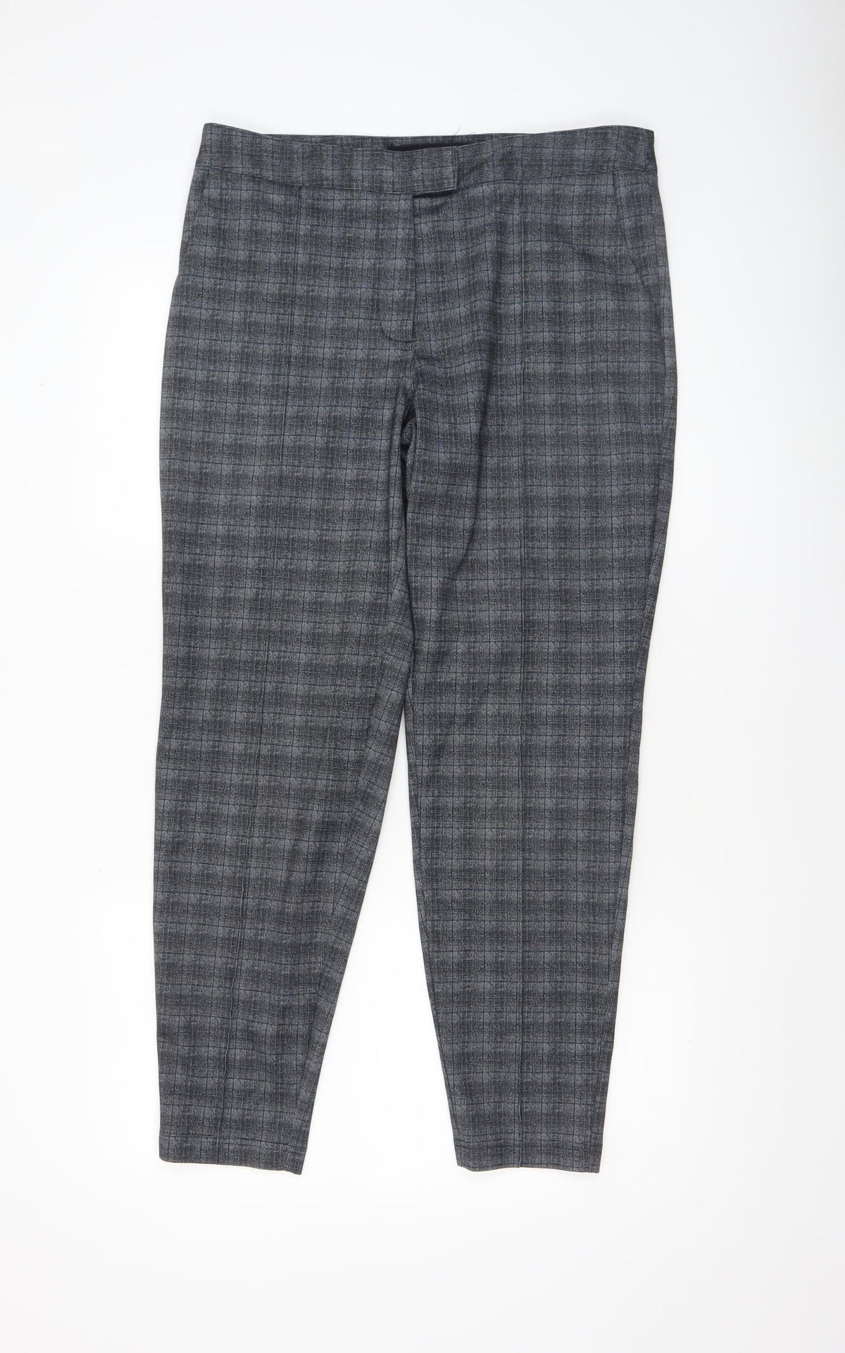 Next Women’s Grey Check Tapered Leg Trousers Size 12