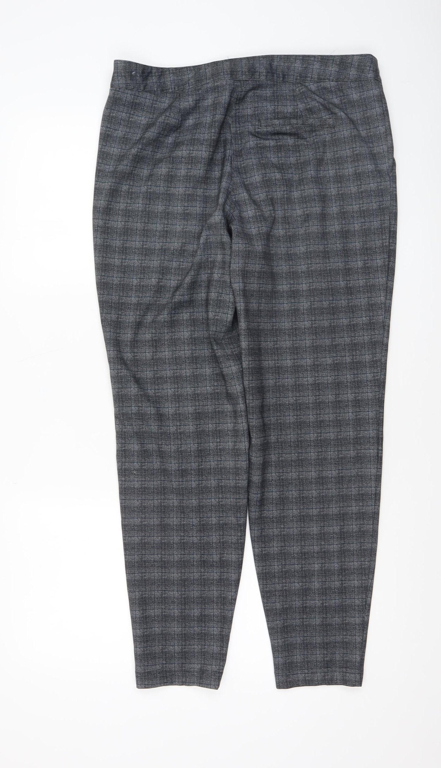 Next Women’s Grey Check Tapered Leg Trousers Size 12
