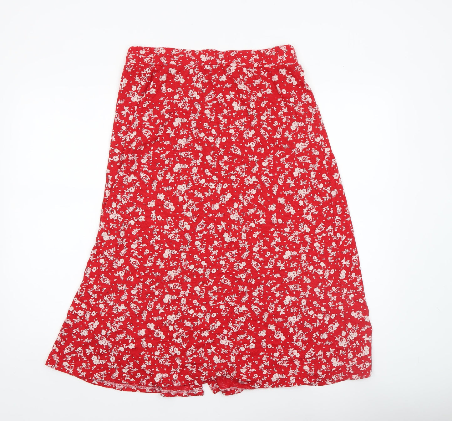 Monsoon Womens Red Floral Midi A-Line Skirt Size M