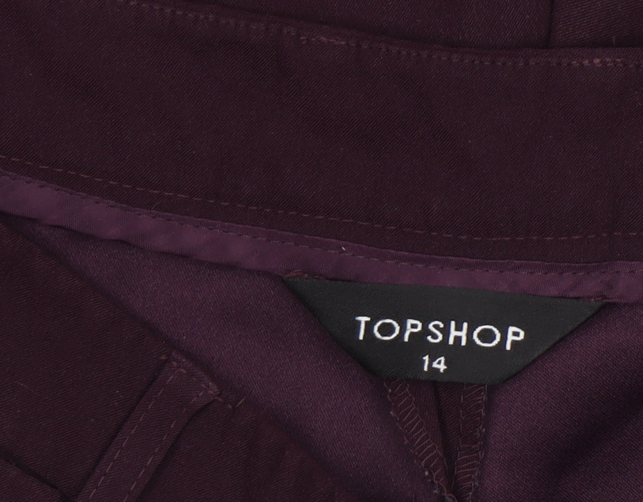 Topshop Women’s Purple Straight Leg Stretch Trousers Size 14