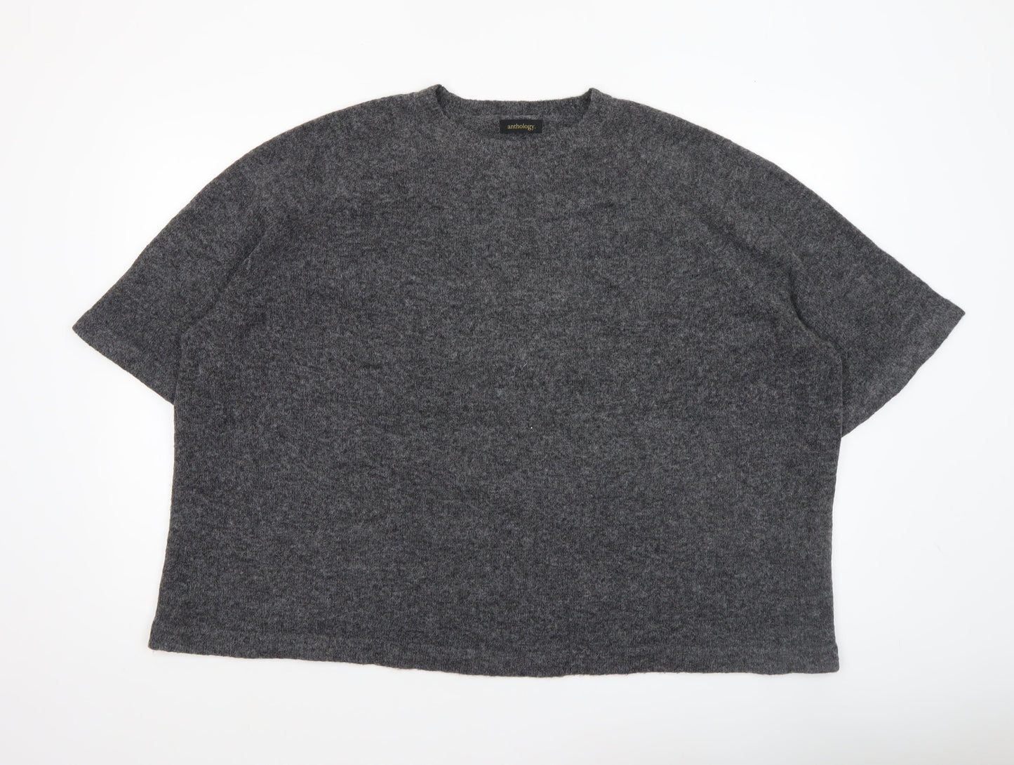 Anthology Women’s Grey Wool Blend Relaxed Fit Short Sleeve Jumper Size L