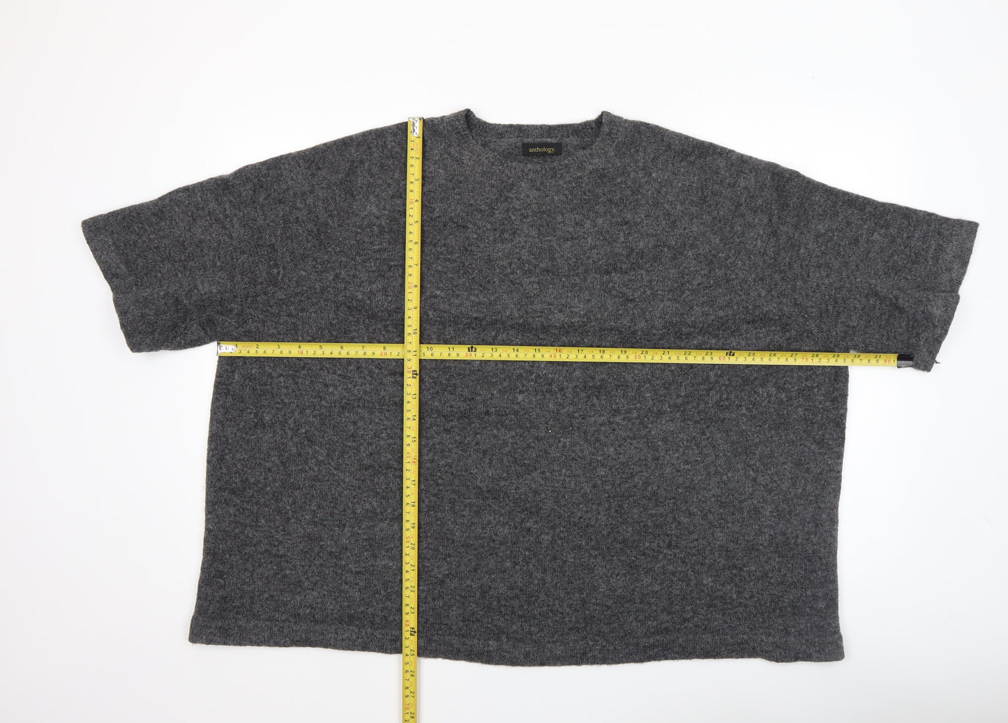 Anthology Women’s Grey Wool Blend Relaxed Fit Short Sleeve Jumper Size L