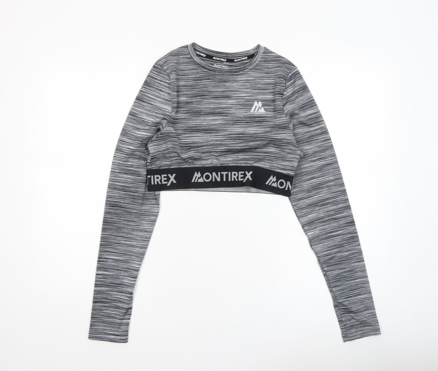 Montirex Womens Grey Long Sleeve Cropped Activewear Top Size M