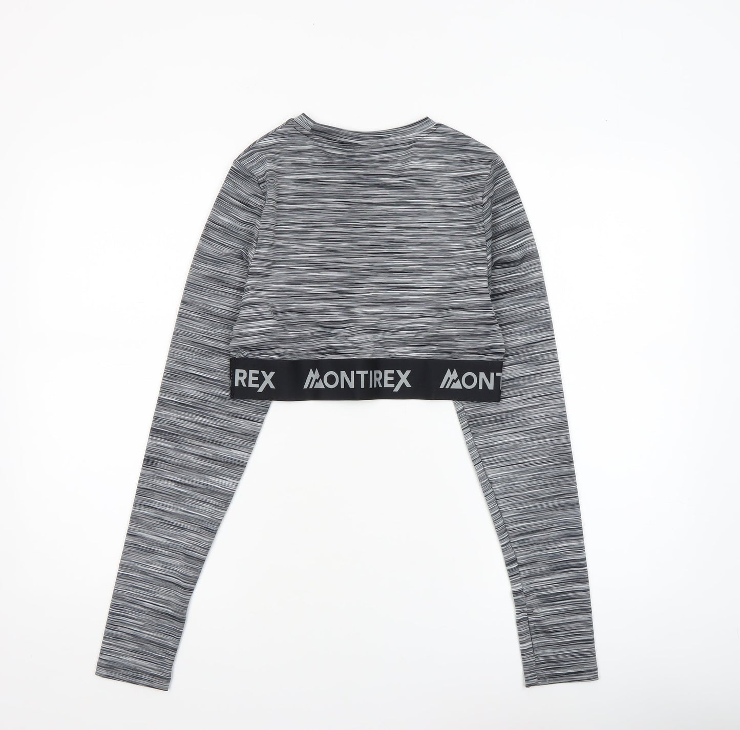 Montirex Womens Grey Long Sleeve Cropped Activewear Top Size M