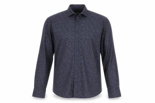 Bruun & Stengade Men's Blue Slim Fit Floral Long Sleeve Shirt Size 16