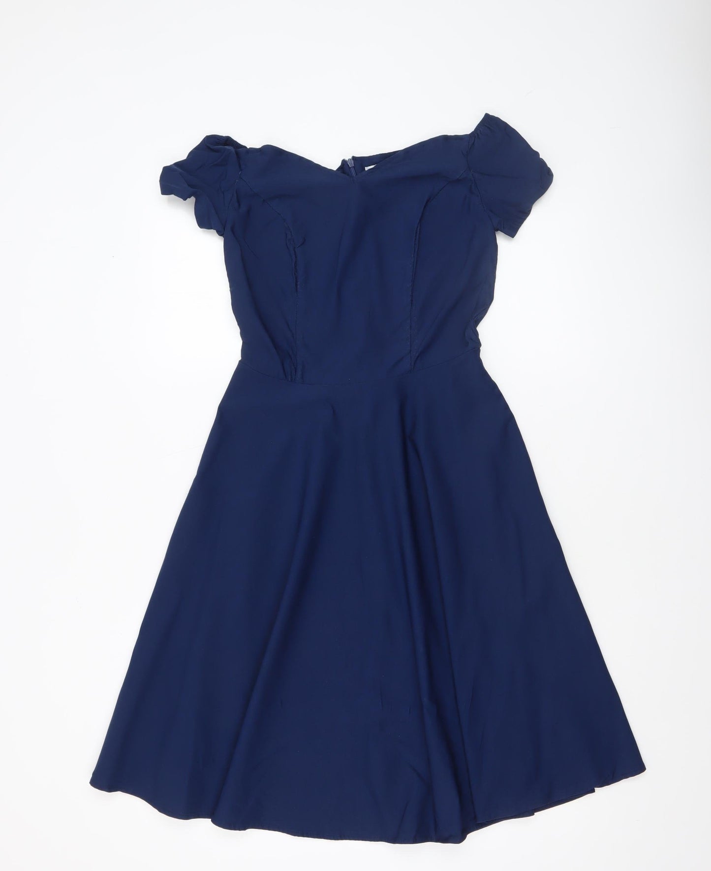 Grace Karin Women's Blue Off Shoulder Fit & Flare Dress Size S