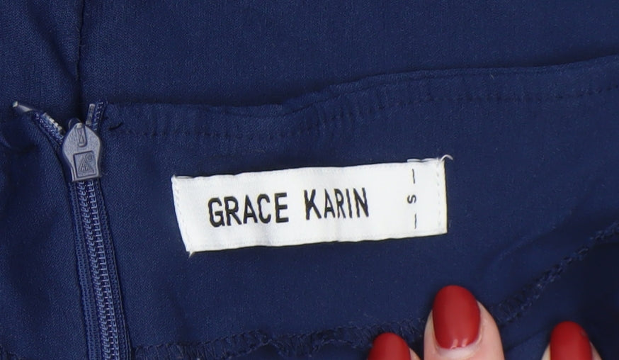 Grace Karin Women's Blue Off Shoulder Fit & Flare Dress Size S